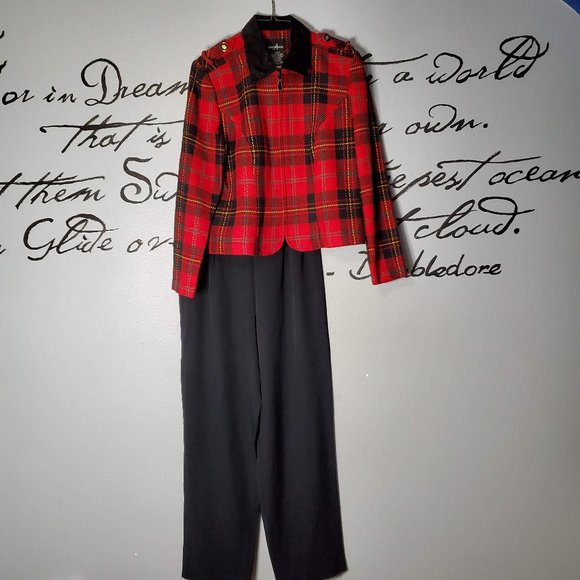 Vintage Positive Attitude Red Plaid Top & Slacks, 12 - Picture 1 of 11